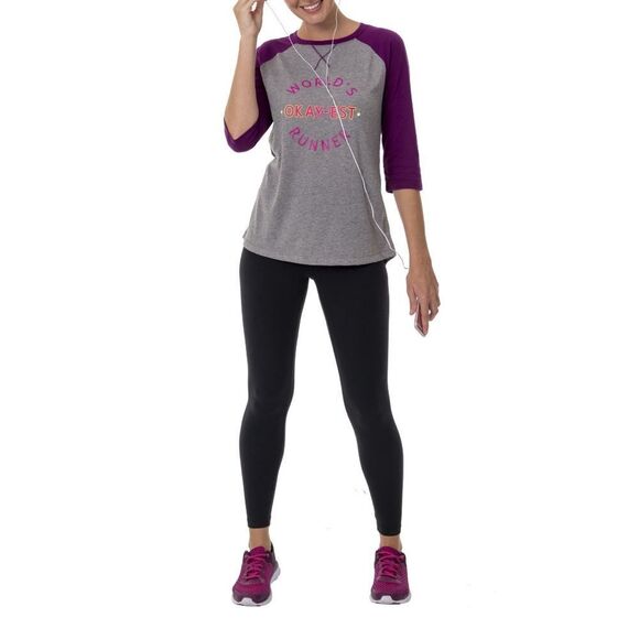 WORLD’S OKAY-EST RUNNER Graphic Baseball T-Shirt Size Medium - Picture 6 of 9